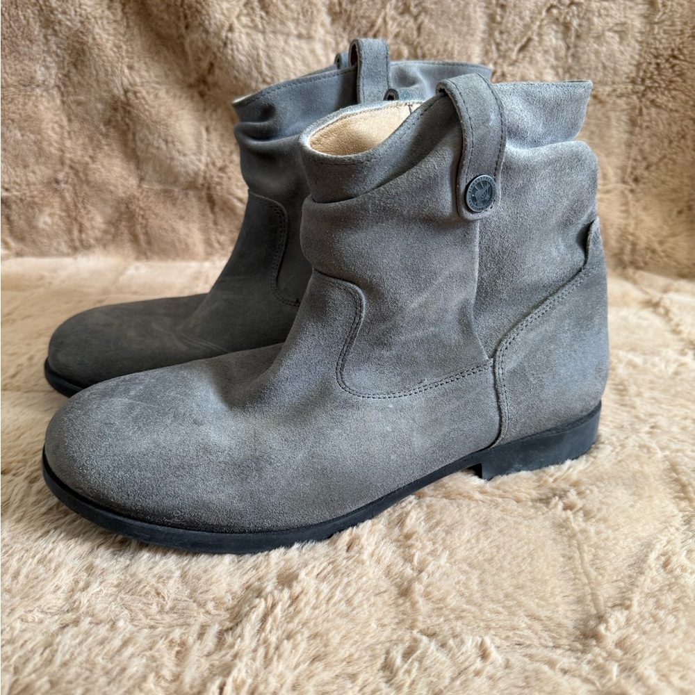 Birkenstock Slouchy Gray Suede Ankle Boots 8